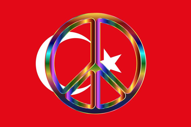 Great peace symbol on a Flag of Turkey - 写真・画像