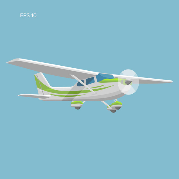 Small plane vector illustration. Single engine propelled aircraft. - Vektör, Görsel