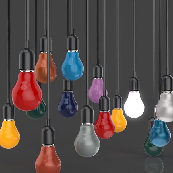 ideia criativa e conceito de liderança lâmpada 3d design
 - Foto, Imagem
