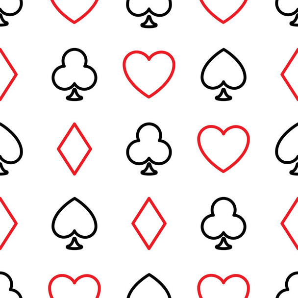 Fondo de patrón sin costuras de los trajes de póquer - corazones, clubes, spad
 - Vector, Imagen