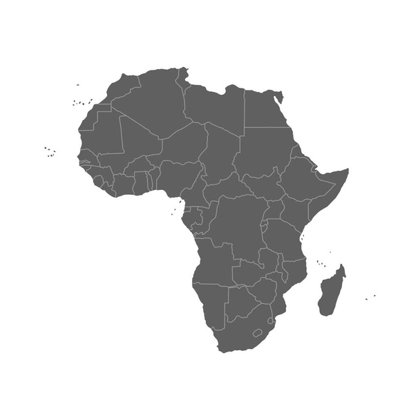 Vektoriesimerkki harmaasta Afrikan kartasta. Vektorikartta
. - Vektori, kuva