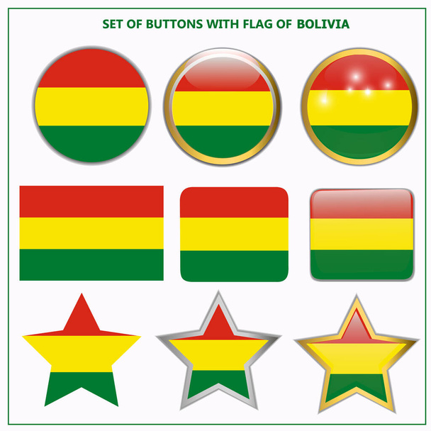 Ustaw przyciski z flagą Boliwii. Ilustracja - Zdjęcie, obraz