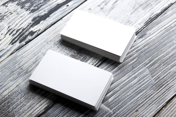 Business cards blank. Mockup on color background. Flat Lay. copy space for text - Fotografie, Obrázek
