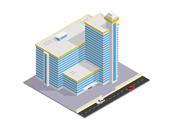 vector isométrico hotel, apartamento o edificio de rascacielos
 - Vector, imagen