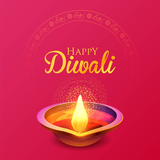 Queimando diya no feliz fundo Diwali Holiday para o festival de luz da Índia
 - Vetor, Imagem
