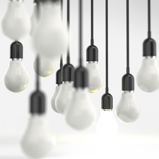 ideia criativa e conceito de liderança lâmpada
 - Foto, Imagem