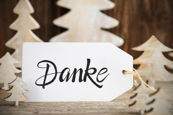 Christmas Tree, Label, Danke Means Thank You - Photo, Image