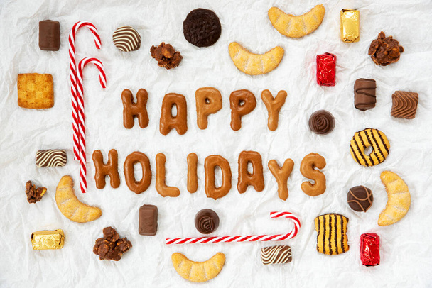 Gingerbread Letters, Candy Christmas Collection, Happy Holidays - Φωτογραφία, εικόνα