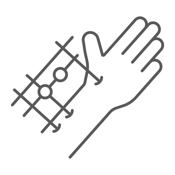 Fixation joints surgery thin line icon, medical and equipment, hand surgery sign, vector graphics, a linear pattern on a white background. - Vector, Image