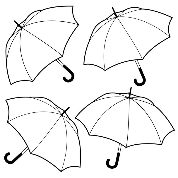 Umbrellas. Vector black and white coloring page - Vektor, obrázek