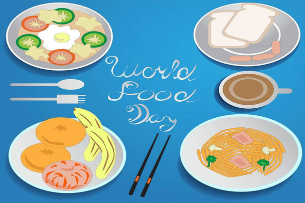 Znak Światowego Dnia Żywności dla plakatów, reklam, naklejek, etykiet, broszur, ulotek i transparentów - Wektor, obraz