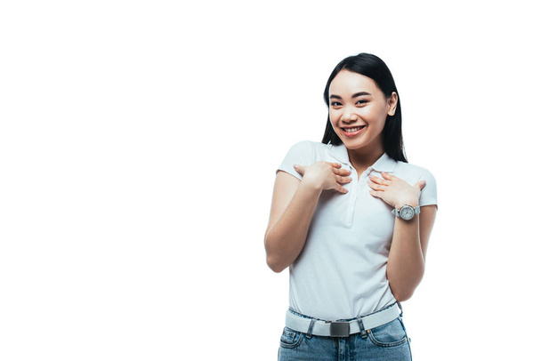 happy pleased attractive asian girl isolated on white - Valokuva, kuva
