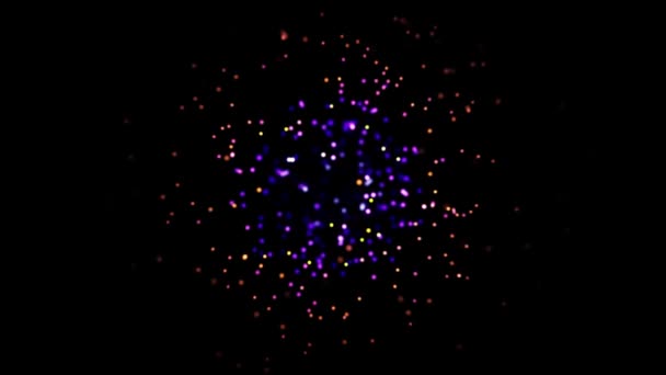Animación abstracta de puntos luminosos coloridos en movimiento bokeh. Animación. Sumérgete en la corriente de brillantes manchas bokeh de colores sobre fondo negro
 - Metraje, vídeo