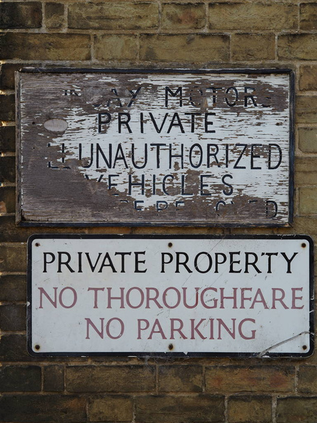 Old Private Property signs on a wall  - Photo, Image