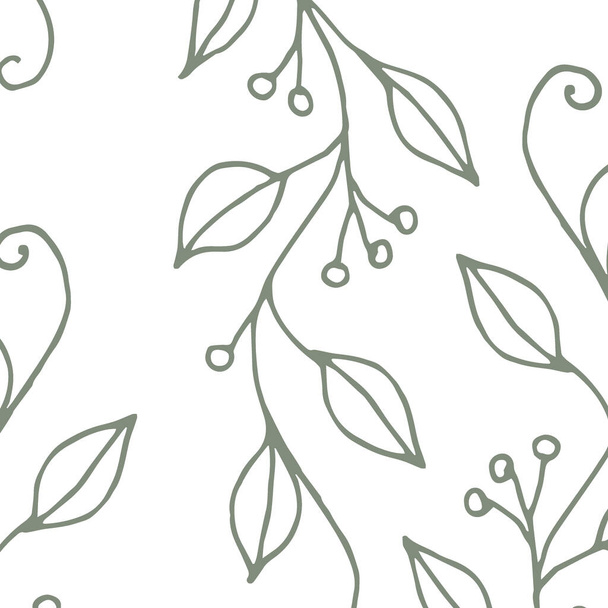 Seamless pattern with floral elements. Hand drawn ornament with violet twigs and flowers. Perfect for greetings, invitations, manufacture wrapping paper, textile, web design. - Photo, image