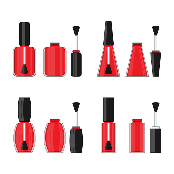 Set of nail polishes in flat style. Vector illustration for design - Vector, Image