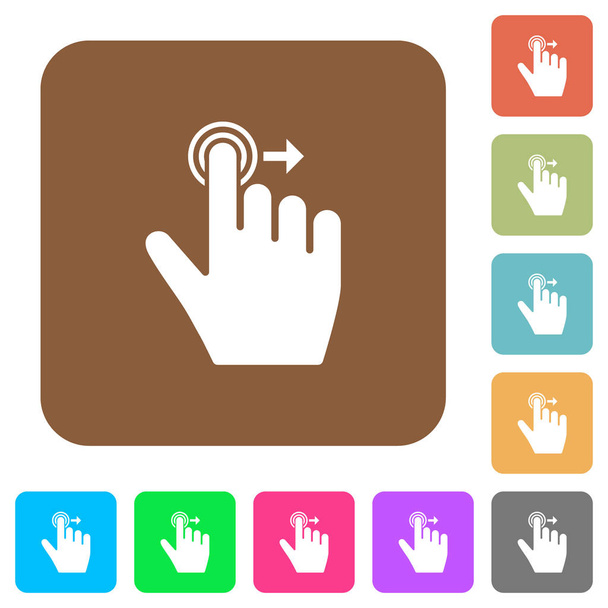 Levý snímek pravé gesto zaoblené čtvercové ploché ikony - Vektor, obrázek