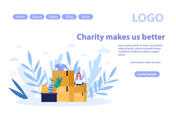 Make donation, charity web page.Flat vector illustration isolated on white background. Can use for web banner, infographics, web page - ベクター画像
