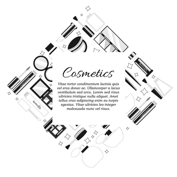 Vektorová plochá kosmetika a koncept kosmetické karty. Ilustrace pro design - Vektor, obrázek