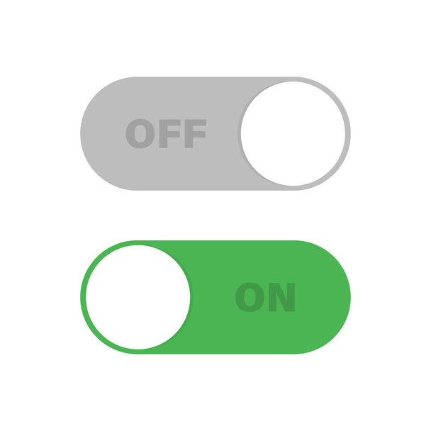 Switch toggle green grey isolated vector element. User On and Off button symbol sign. Technology concept. Internet or wed technology. - Vector, Image