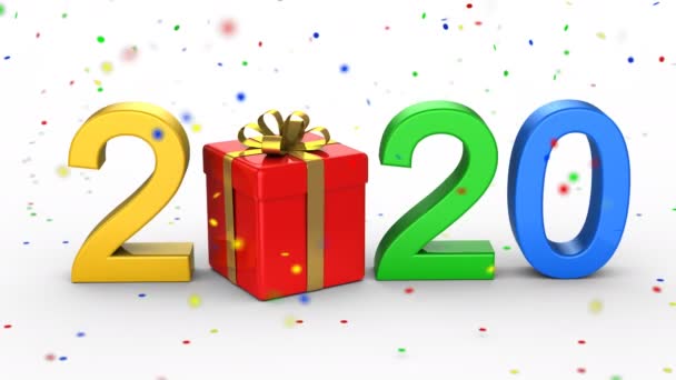 New Year 2020. White background, 2 in 1, alpha matte, created in 4K, 3d animation - 映像、動画