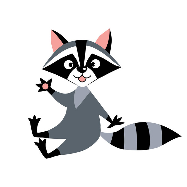 Grappig schattig wasbeer cartoon kind vector illustratie - Vector, afbeelding