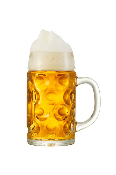 Big traditional glass of Bavarian beer isolated on white - Фото, изображение