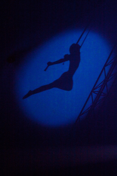 LVIV, UKRAINE - AUGUST 17: Tightrope acrobat perform in circus - Фото, изображение