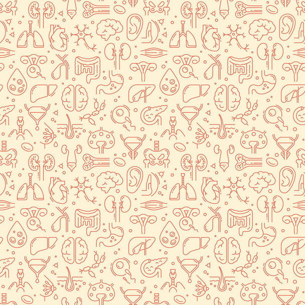 Two-color seamless vector pattern on a medical theme consisting of internal human organs. - Διάνυσμα, εικόνα