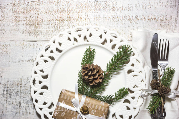 Christmas or festive table setting - Valokuva, kuva