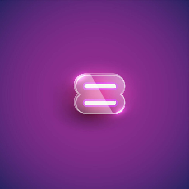 Realistic neon 'equals' character with plastic case around, vect - Вектор,изображение