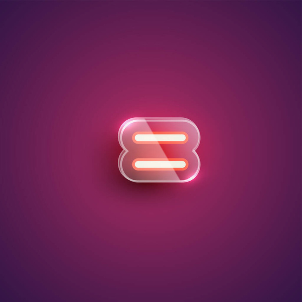 Realistic neon 'equals' character with plastic case around, vect - Vektor, kép