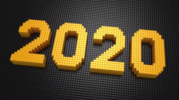 Kutular 2020 Numarasını oluşturuyor. Siyah arkaplan, 3 'te 1, 4k, 3d animasyon - Video, Çekim