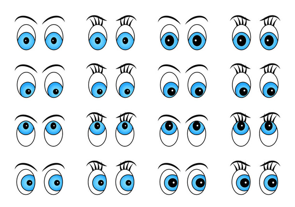 Eye collection in blue color. - Vector, Image