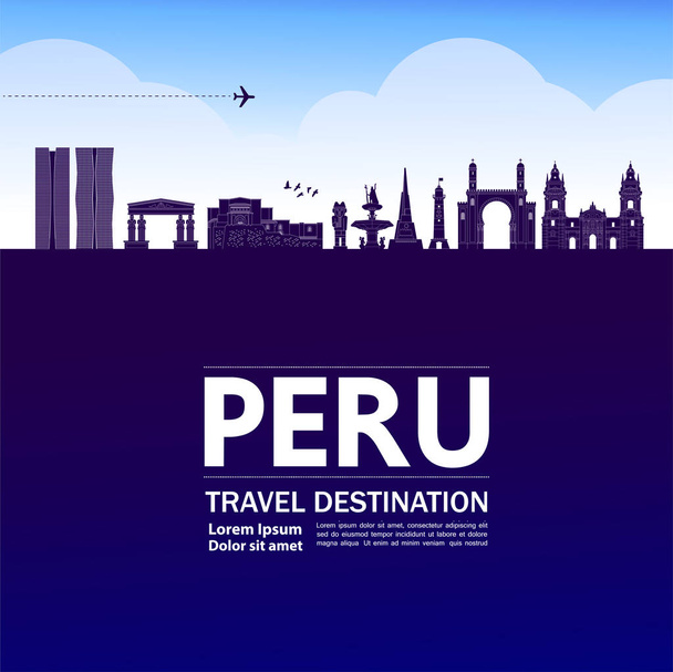 Perú viaje destino gran vector ilustración
. - Vector, imagen