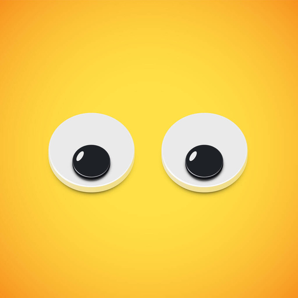 Yellow high-detailed emoticon eyes looking down, vector illustra - Vector, afbeelding