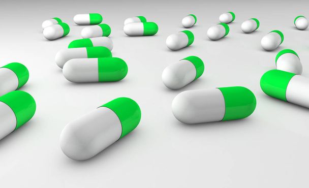 3D візуалізація реалістична медична піктограма таблетки ізольована на білому тлі. Шаблон дизайну для графіки, банерів
. - Фото, зображення