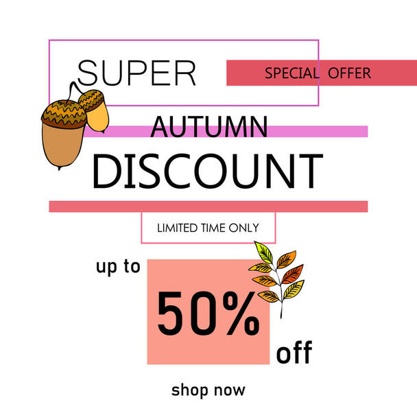 autumn sale on colorful background  - Vector, Imagen