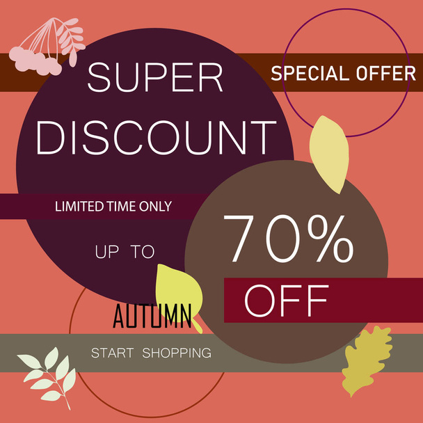 autumn sale on colorful background  - Vetor, Imagem