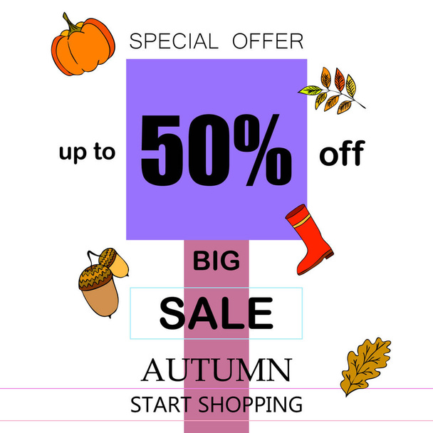 autumn sale on colorful background  - Διάνυσμα, εικόνα