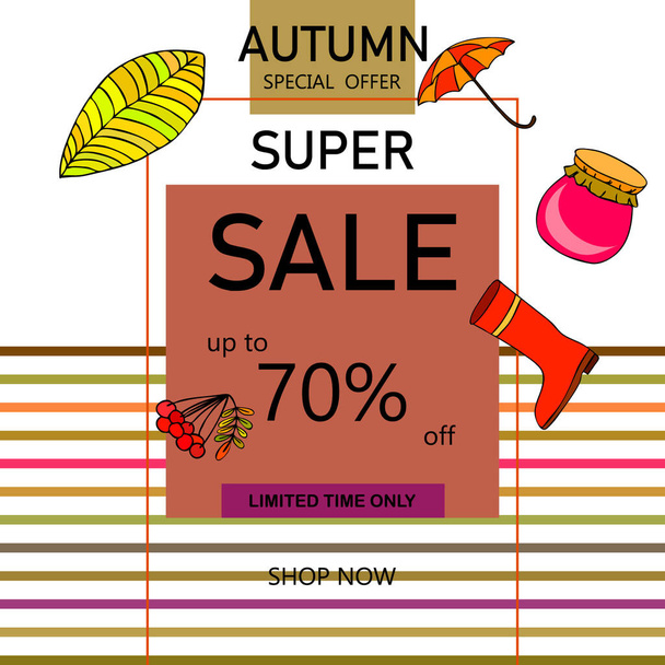 autumn sale on colorful background  - Вектор,изображение