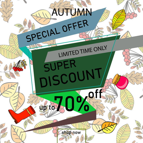 autumn sale on colorful background  - Vecteur, image