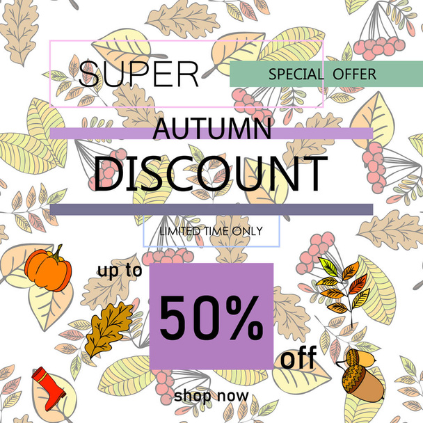 autumn sale on colorful background  - Vektor, obrázek