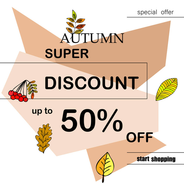 autumn sale on colorful background  - Vetor, Imagem