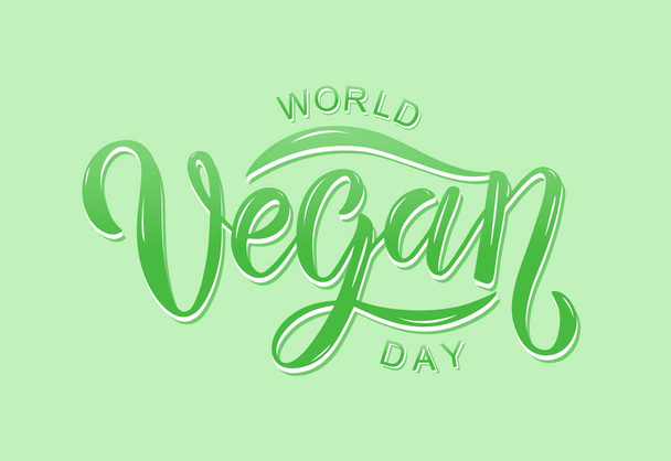 Mano dibujado texto Día Mundial Vegano
 - Vector, Imagen