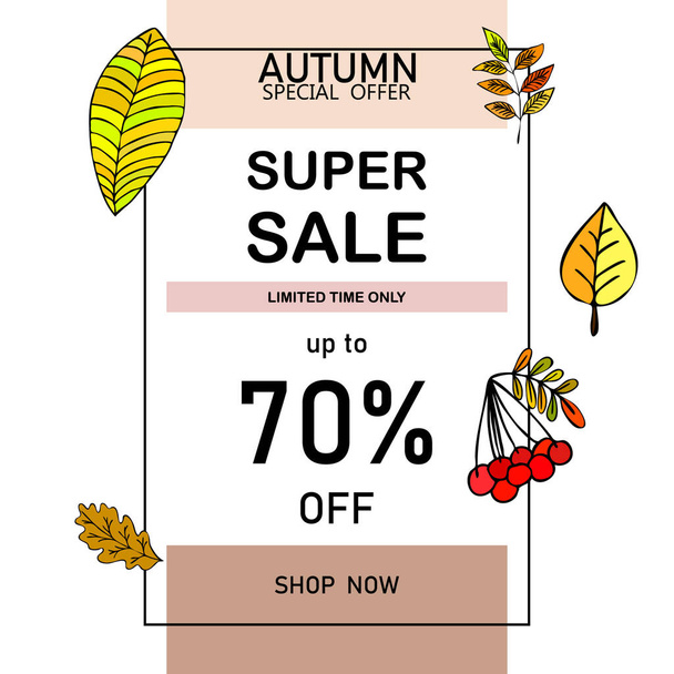 autumn sale on colorful background  - Vektor, Bild