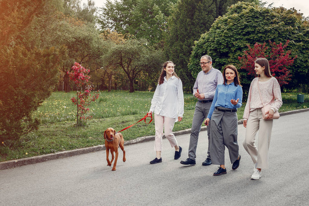 Elegant family spend time in a summer park - Foto, Imagem