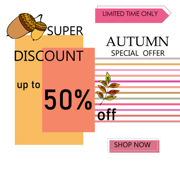 autumn sale on colorful background  - ベクター画像