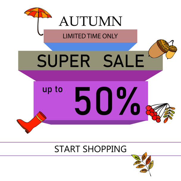 autumn sale on colorful background  - Vektor, kép
