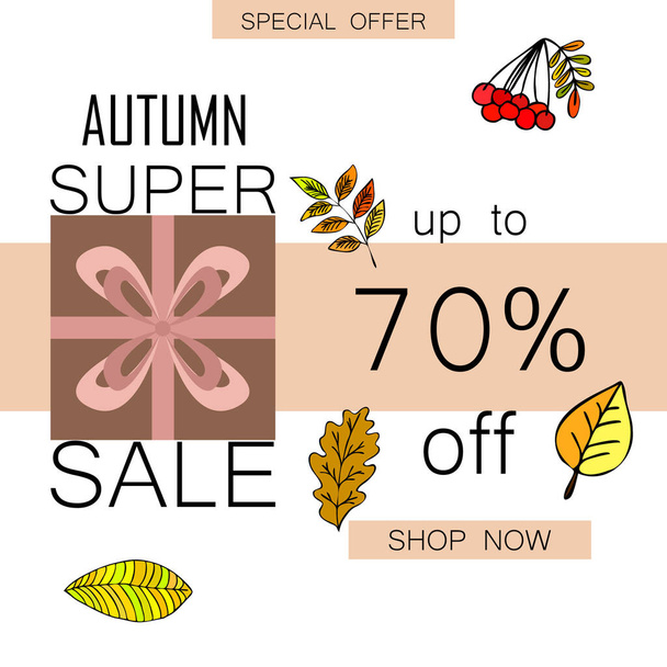 autumn sale on colorful background  - Vector, afbeelding